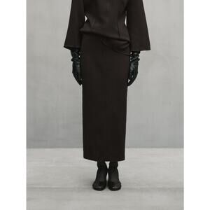 Massimo Dutti Studio Brown Wool Blend Midi Skirt NEW Size Small